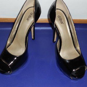 Black Open Toe Platform Heels